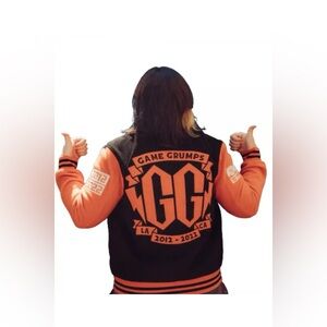 Game Grumps Black and Orange Varsity Jacket Sz L